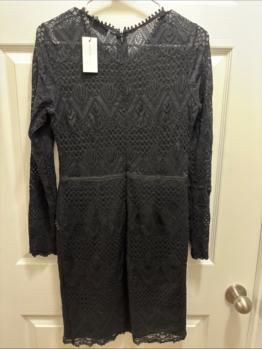Sugarlips Black Lace Long-Sleeve Sheath Dress - Picture 6 of 8